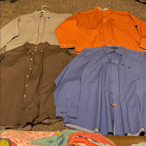 4 dress shirts 3 cinch1blue shirt George Strait